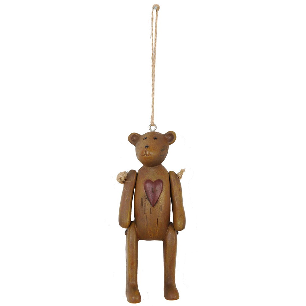 Clayre & Eef | Decoratie hanger Bruin Beer 4x3x10 cm | 6PR0054