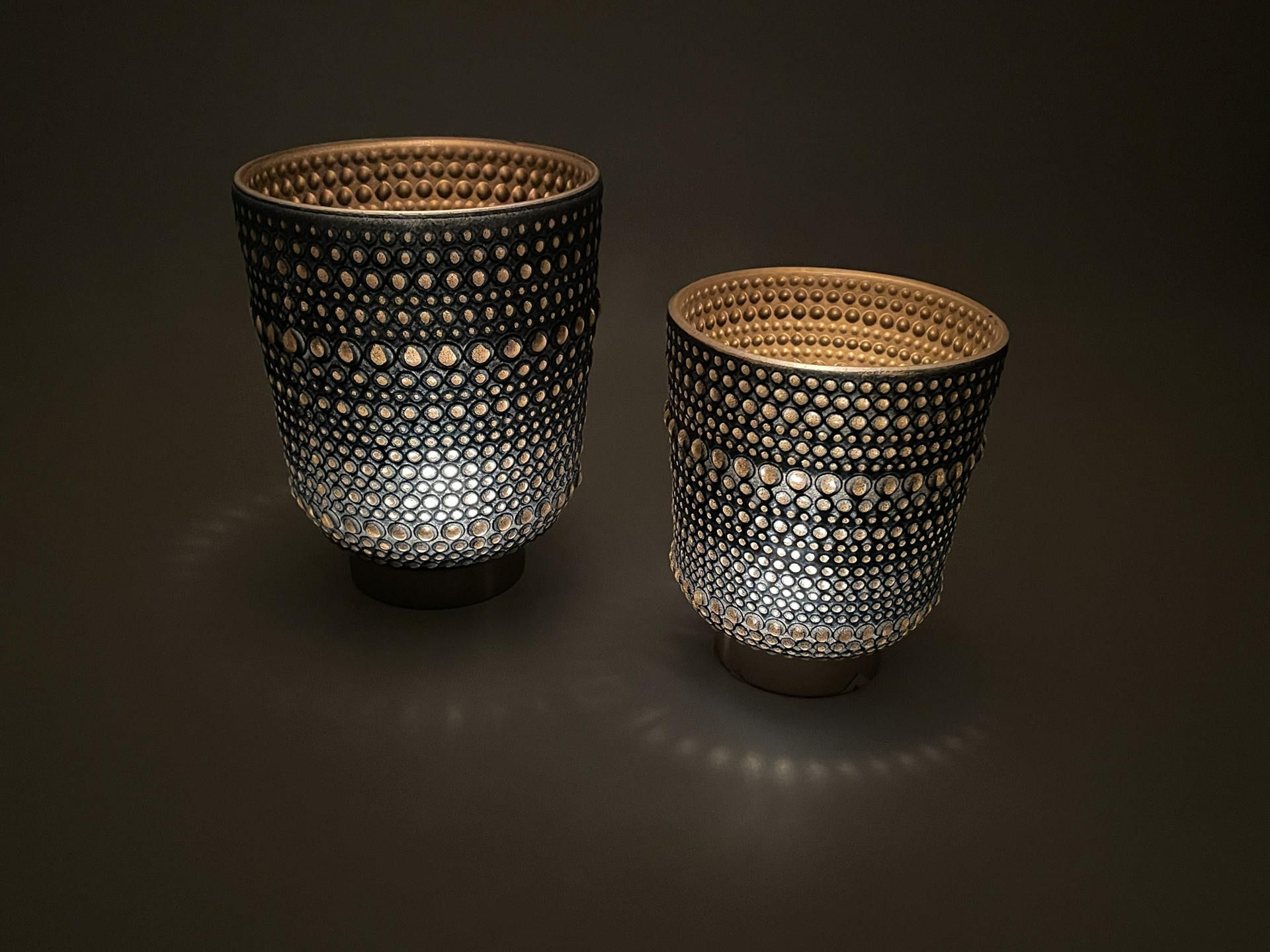 Set van 2 kaarsenhouder waxinelicht windlicht zwart goud glas 16,2x13 / 11 x 13,2 | 920048-8SET | Mansion Atmosphere
