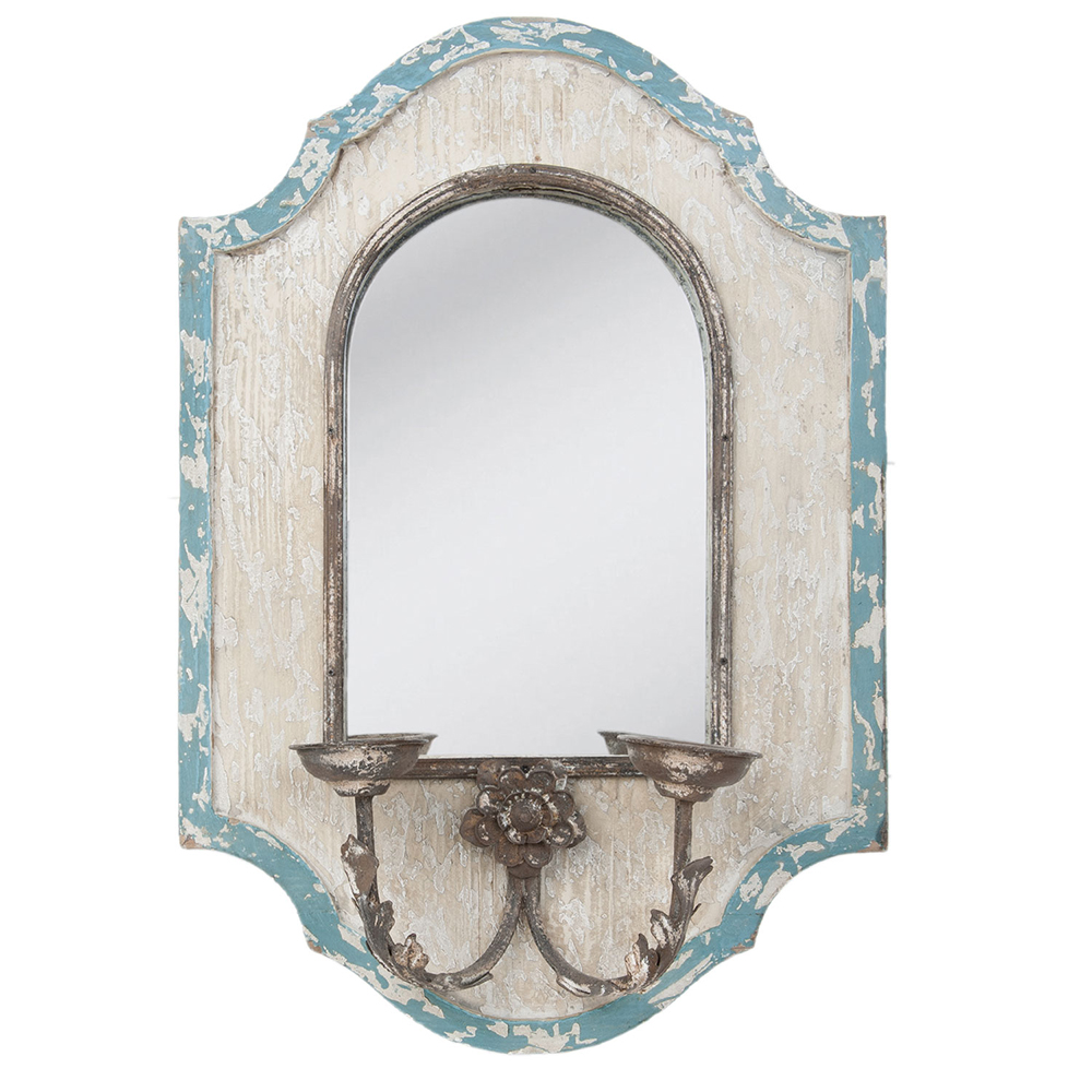 Clayre & Eef | Wandspiegel Wit 48x17x70 cm | 52S039