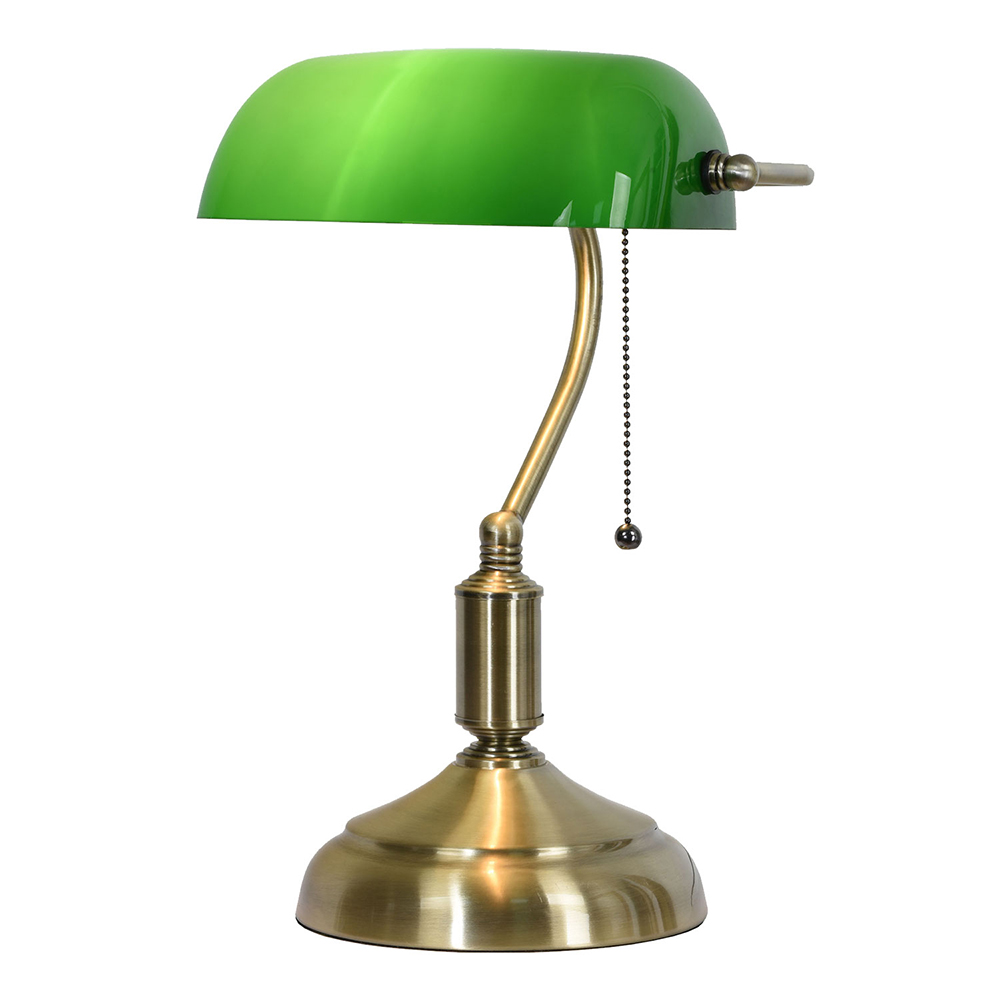 Clayre & Eef | Bureaulamp Bankierslamp Groen, Goudkleurig 27x17x41 cm E27/max 1x60W | 5LL-5104