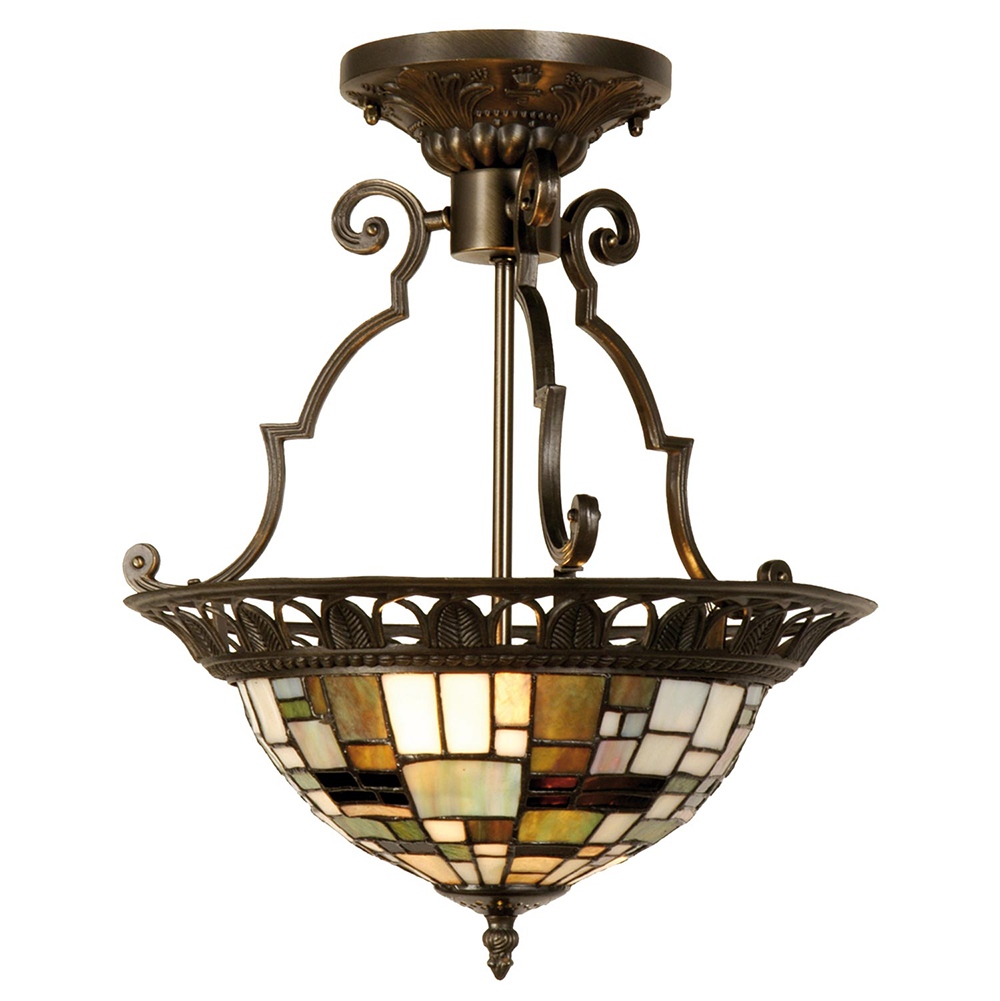 Clayre & Eef | Plafondlamp Tiffany Bruin, Beige ø 37x41 cm E14/max 2x40W | 5LL-5328