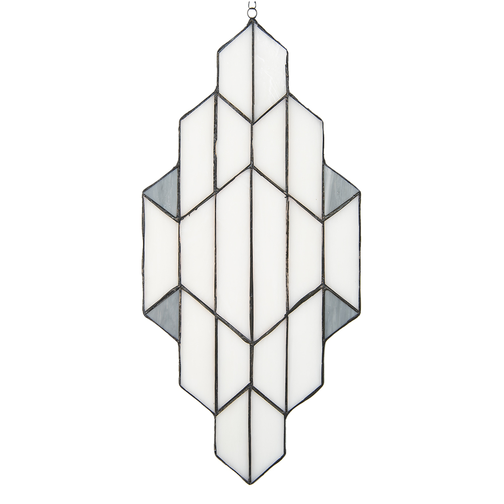 Clayre & Eef | Glaspaneel Tiffany Wit, Grijs 23x1x50 cm | 5LL-6120