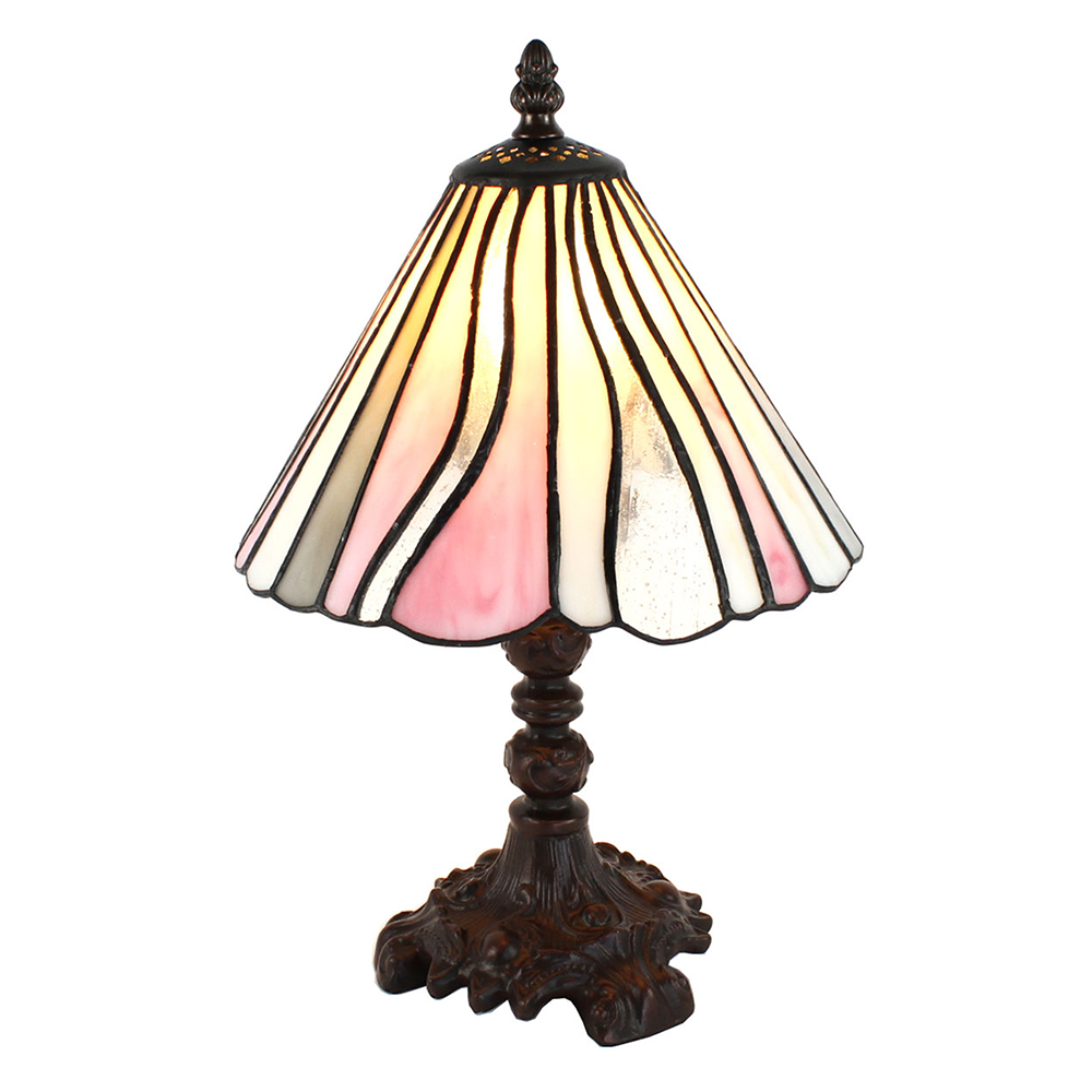 Clayre & Eef | Tiffany Tafellamp Roze Beige ø 20x34 cm E14/max 1x25W | 5LL-6193