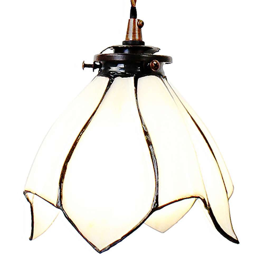 Clayre & Eef | Hanglamp Tiffany Wit, Bruin ø 18x115 cm E14/max 1x25W | 5LL-6223