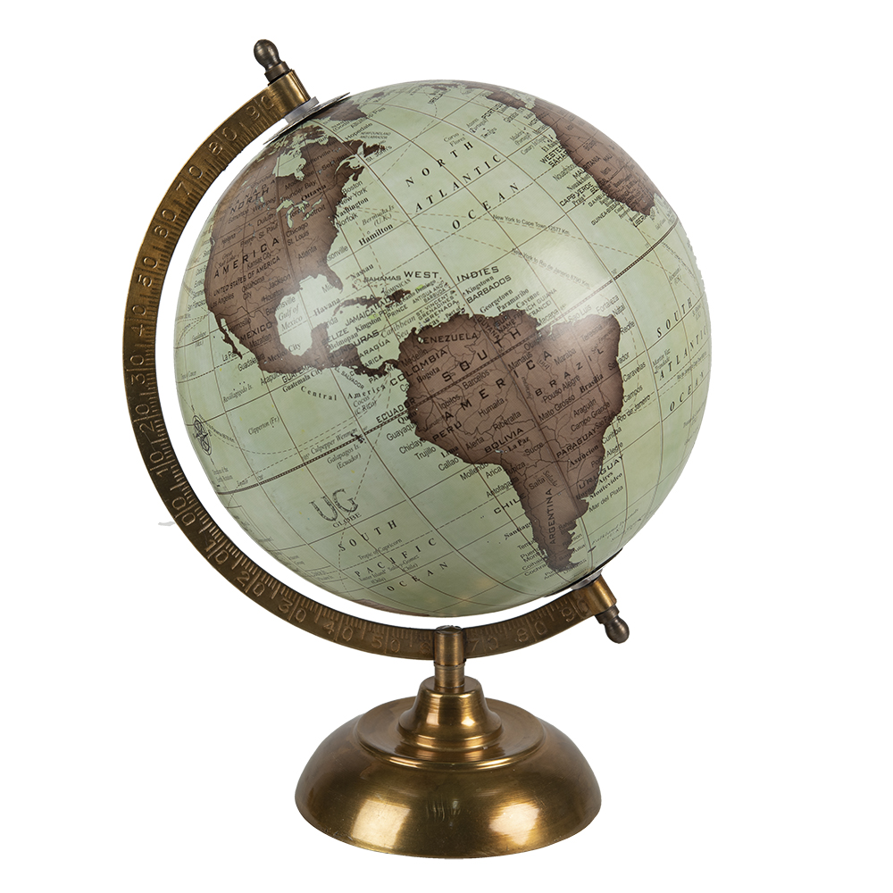Clayre & Eef | Wereldbol Decoratie Groen, Bruin 22x22x33 cm | 64903