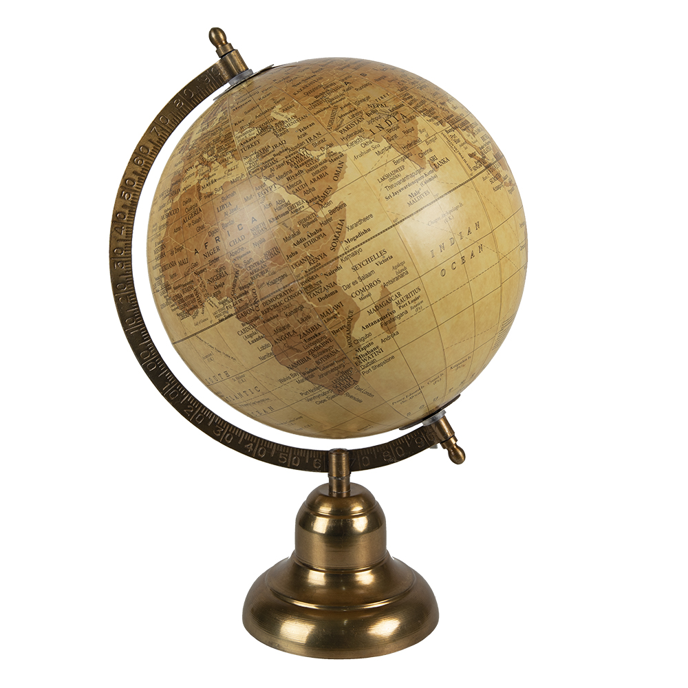 Clayre & Eef | Wereldbol Decoratie Geel, Bruin 22x22x33 cm | 64907