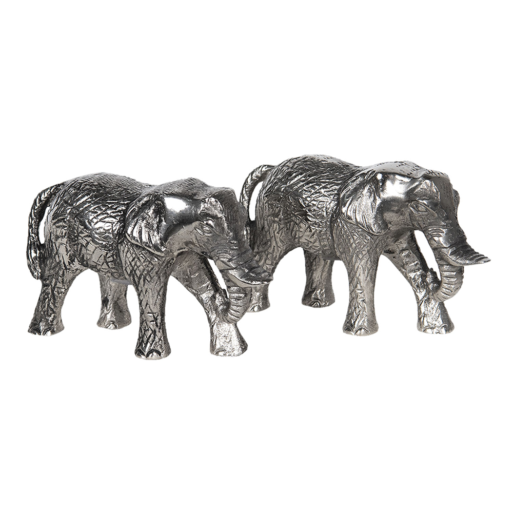 Clayre & Eef | Peper en zout Stel Set van 2 Olifant Zilverkleurig 11x4x7 cm | 6AL0037