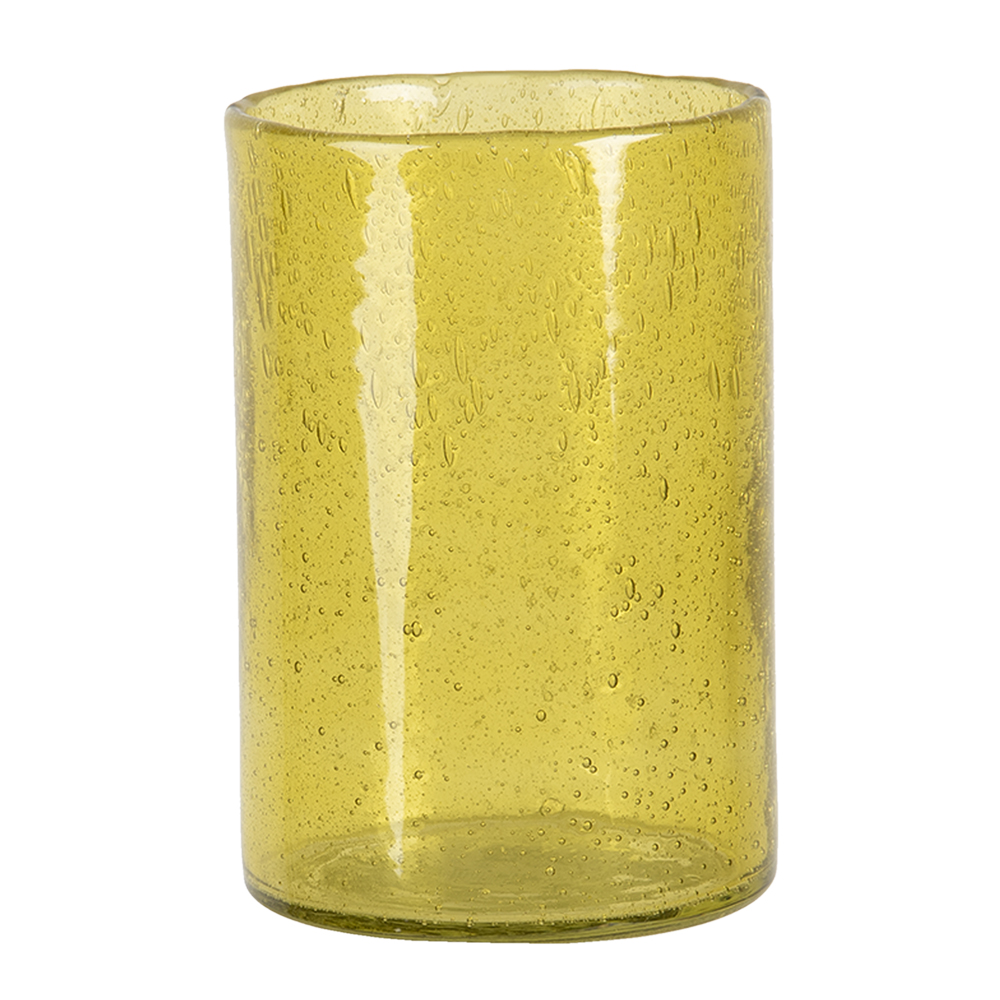 Clayre & Eef | Glazen Theelichthouder Geel &oslash; 10x15 cm | 6GL3026GR