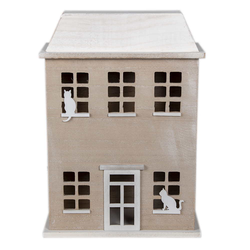 Clayre & Eef | Decoratief Opbergdoosje Huis Bruin 27x12x39 cm | 6H2067