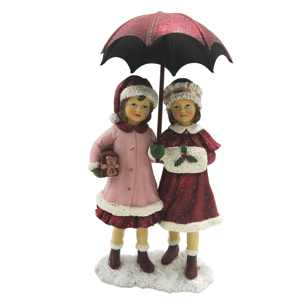 Clayre & Eef | Kerstdecoratie Beeld Kind Rood, Roze 11x6x16 cm | 6PR2785
