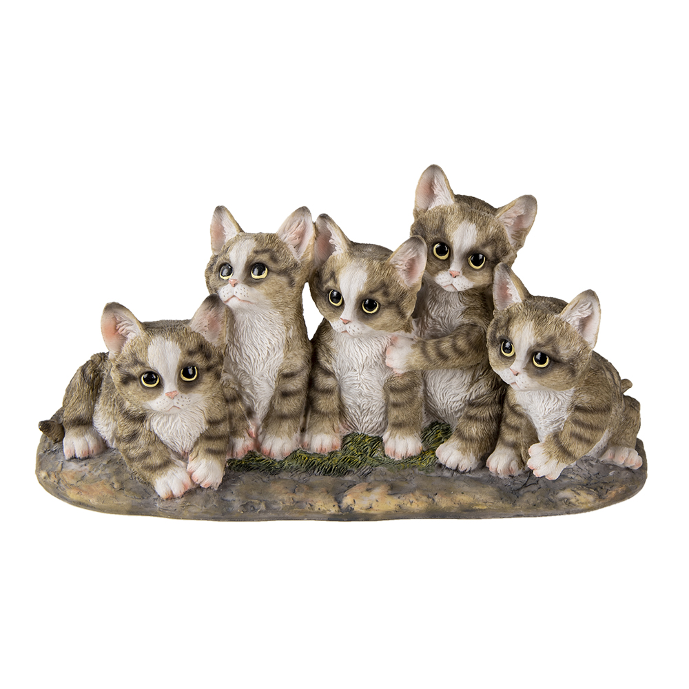 Clayre & Eef | Decoratie Beeld Katten Grijs 32x13x16 cm | 6PR3338