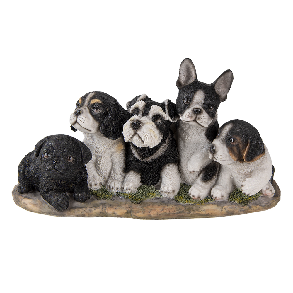 Clayre & Eef | Decoratie Beeld Honden Zwart, Wit 33x12x17 cm | 6PR3340