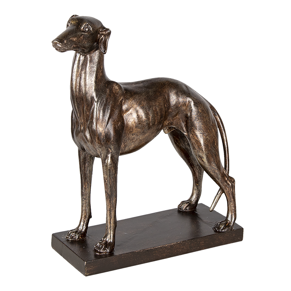 Clayre & Eef | Decoratie Beeld Hond Koperkleurig, Bruin 27x11x31 cm | 6PR3397