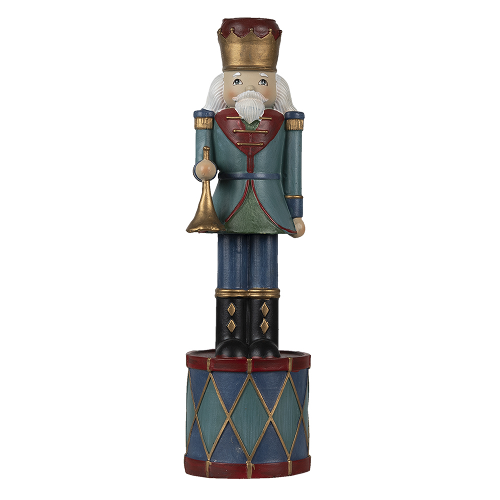 Clayre & Eef | Decoratie Figuur Notenkraker Groen, Blauw ø 7x26 cm | 6PR3522