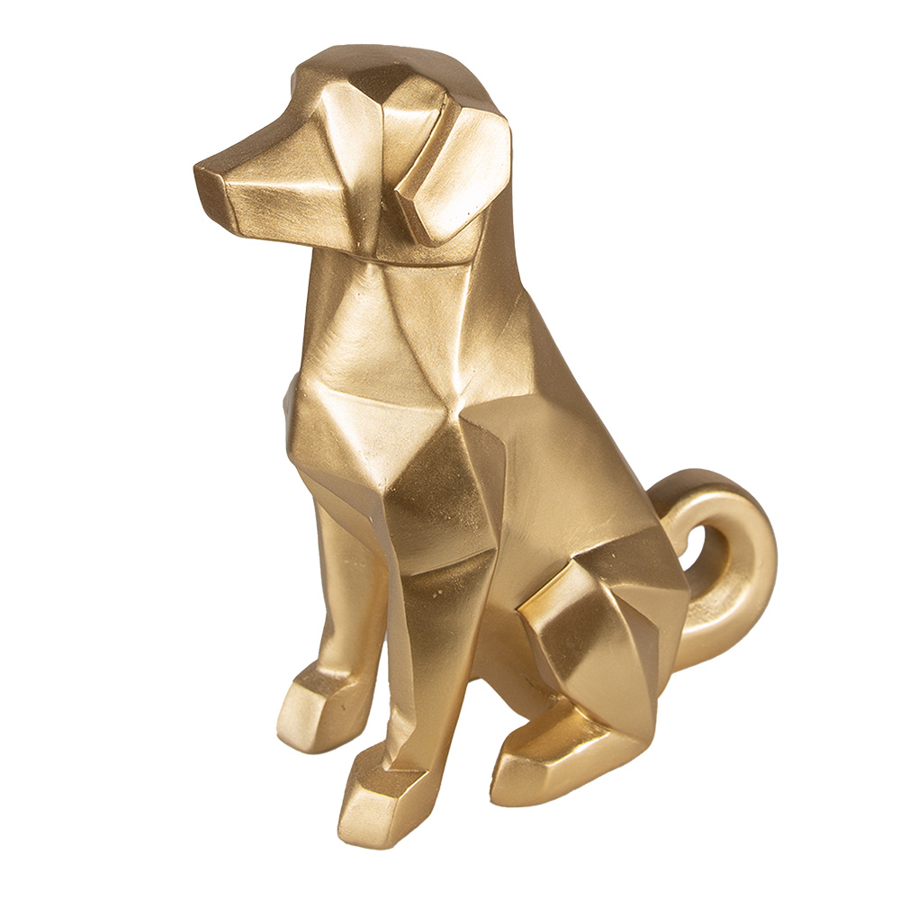 Clayre & Eef | Decoratie beeld hond Hond Goudkleurig 20x9x24 cm | 6PR3721