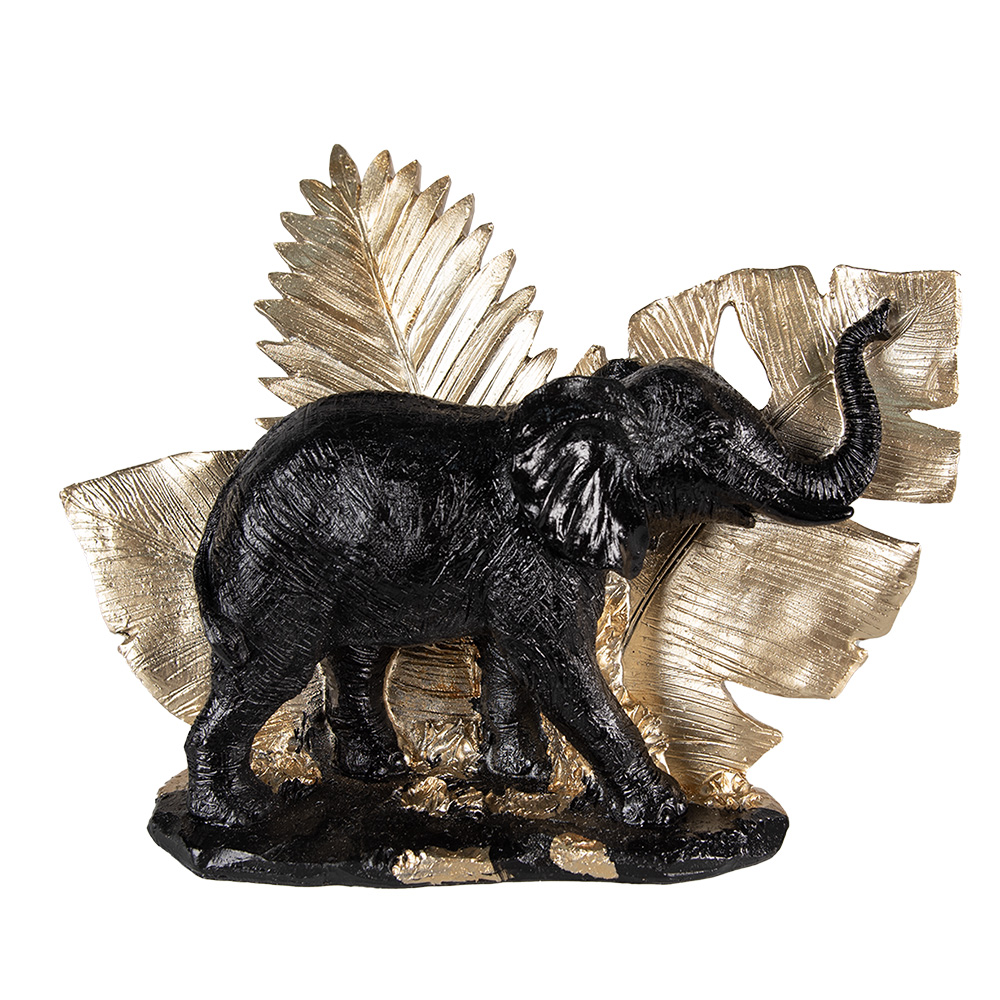 Clayre & Eef | Decoratie Beeld Olifant Zwart 25x10x18 cm | 6PR3816