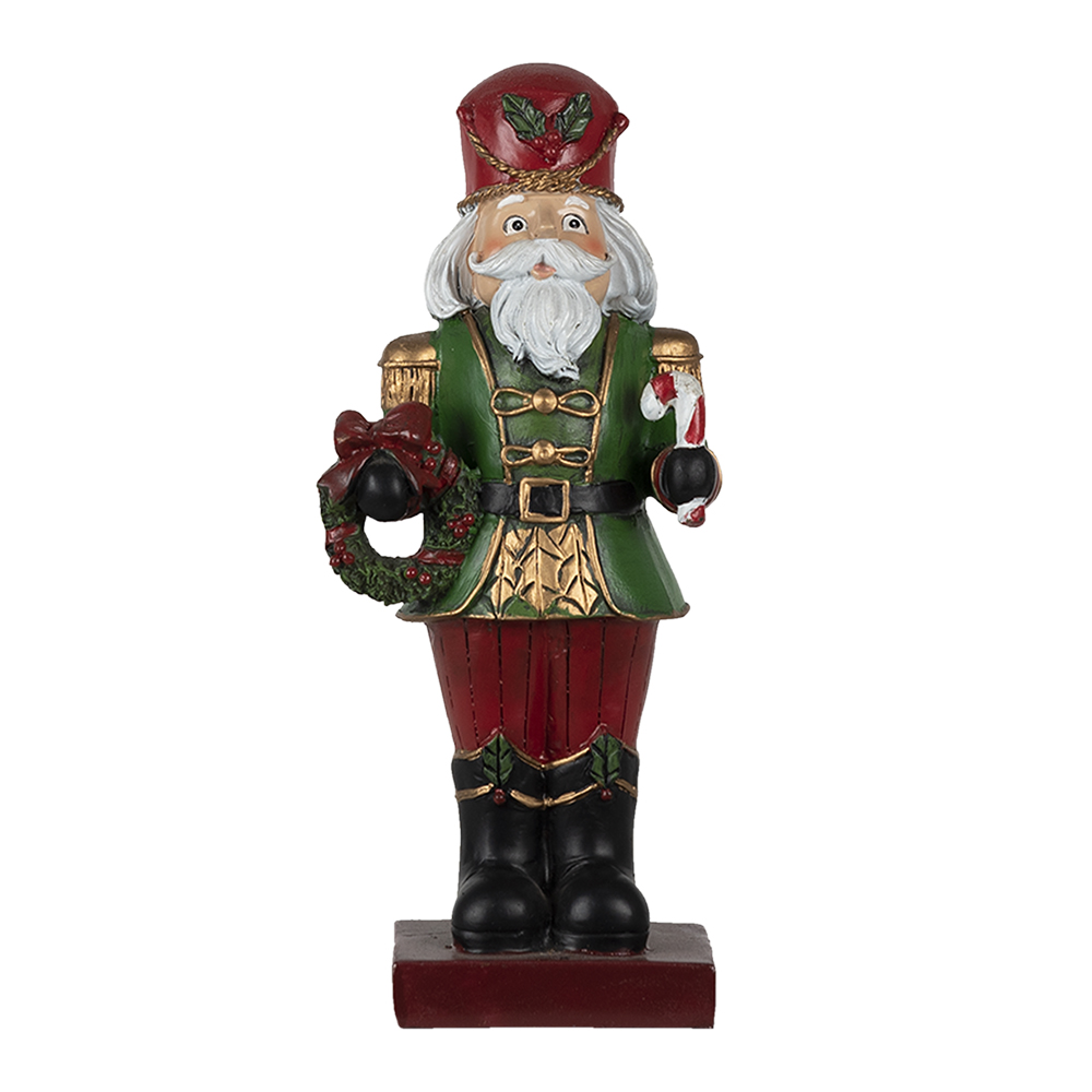 Clayre & Eef | Kerstdecoratie Beeld Notenkraker Rood, Groen 9x6x21 cm | 6PR4746