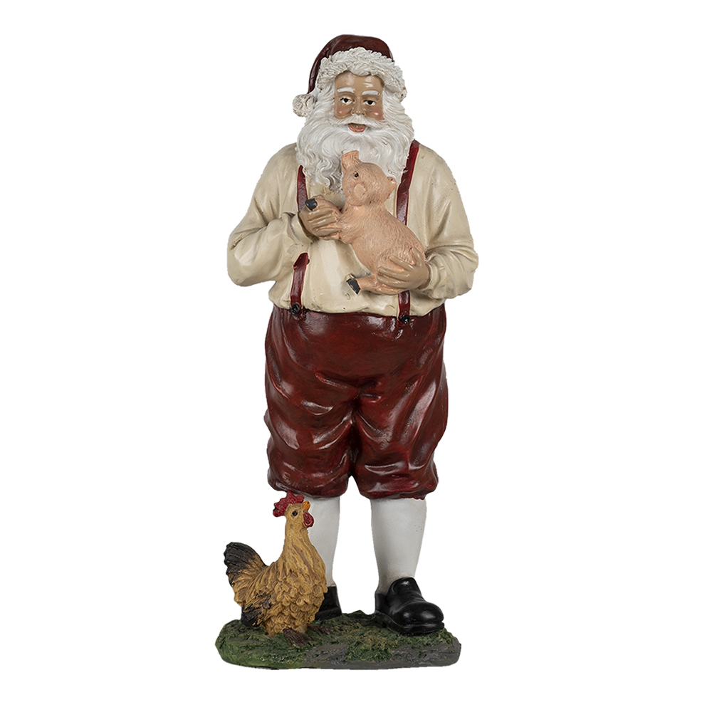 Clayre & Eef | Kerstdecoratie Beeld Kerstman Rood, Beige 11x9x27 cm | 6PR4755