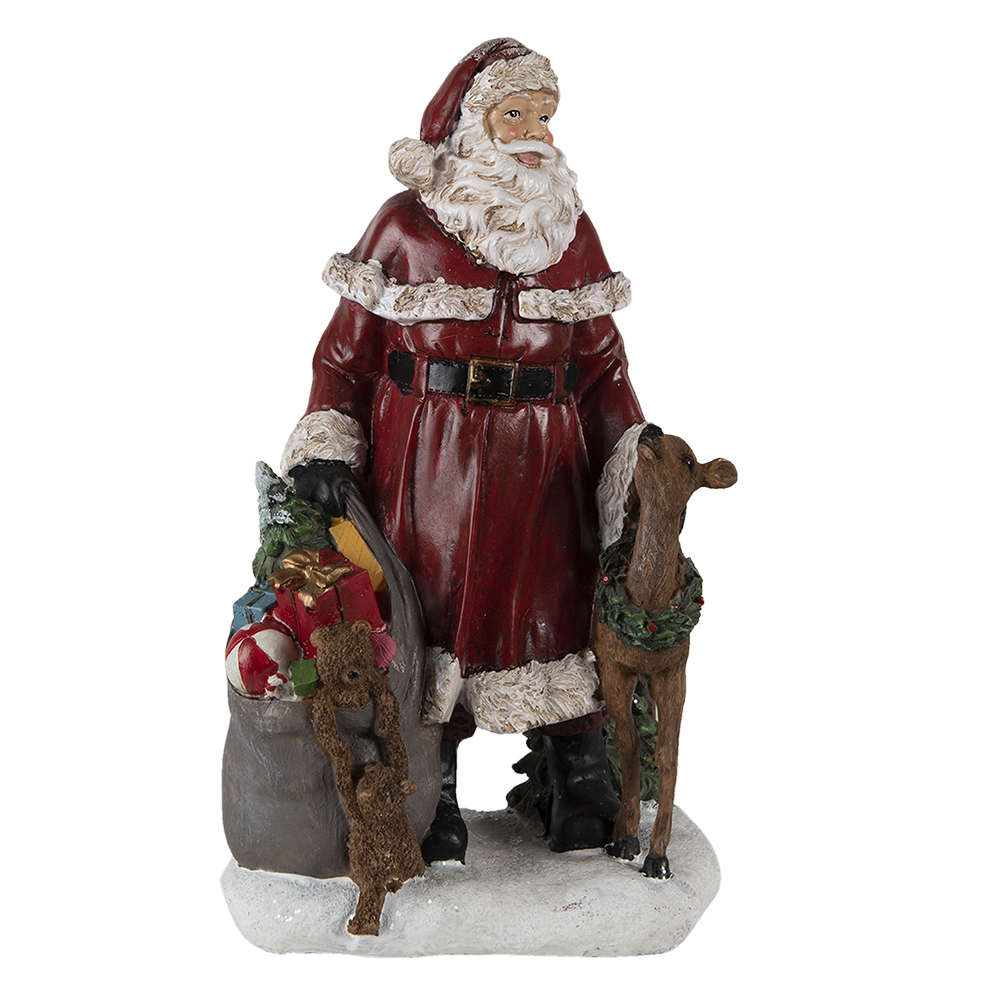 Clayre & Eef | Kerstdecoratie Beeld Kerstman Rood 17x13x29 cm | 6PR4759