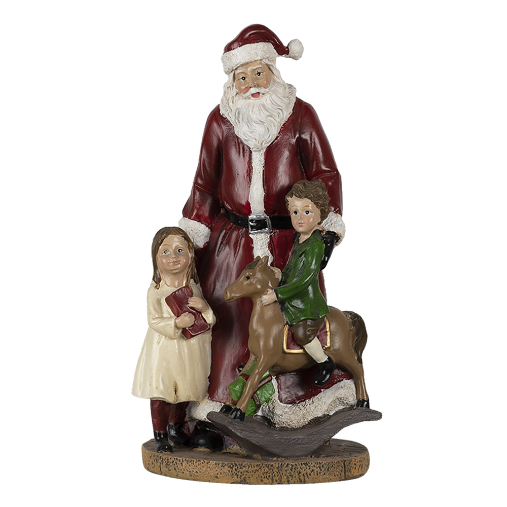 Clayre & Eef | Kerstdecoratie Beeld Kerstman Rood, Groen, Wit 12x10x20 cm | 6PR4761