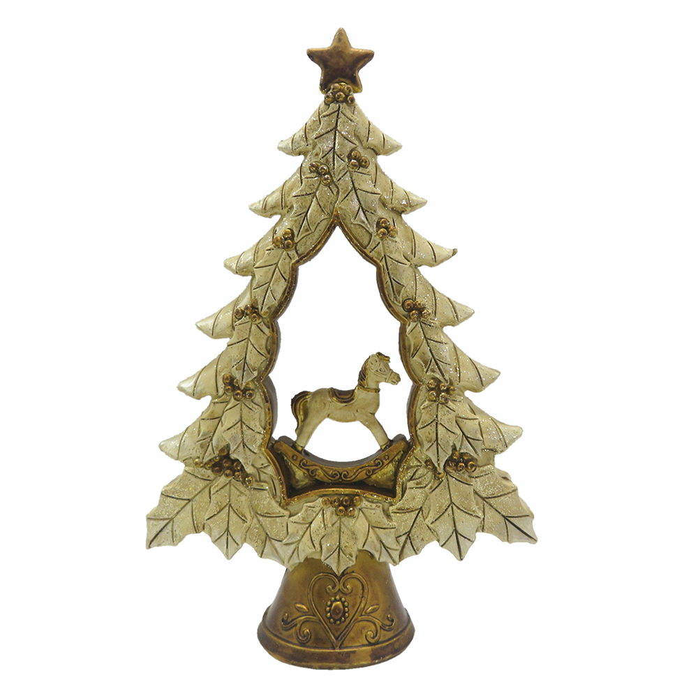 Clayre & Eef | Kerstdecoratie Beeld Kerstboom Goudkleurig 13x5x20 cm | 6PR4871