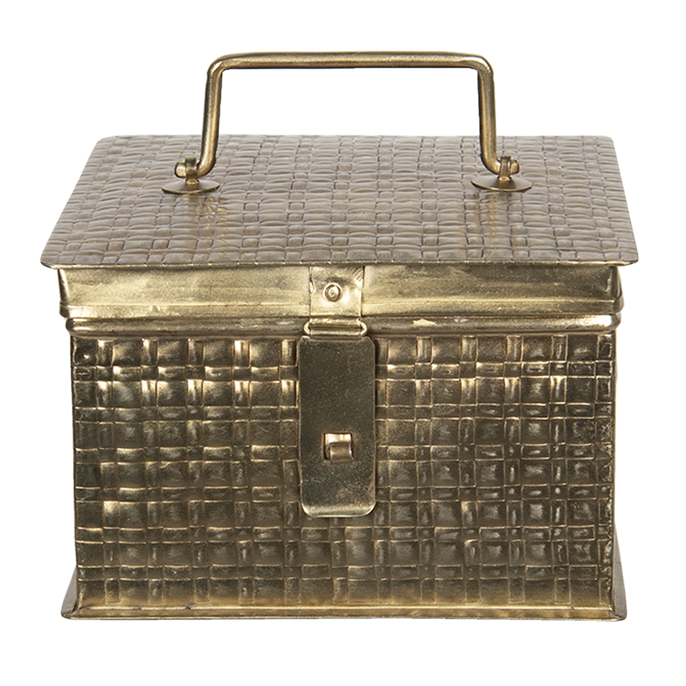 Clayre & Eef | Decoratief Opbergdoosje Koperkleurig 19x19x13 cm | 6Y4048