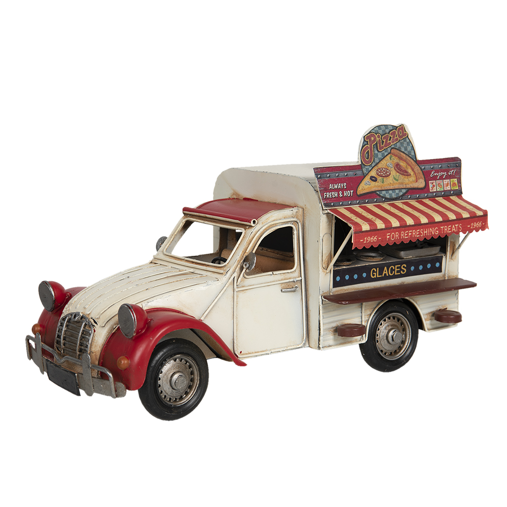 Clayre & Eef | Decoratie Miniatuur Auto Beige Rood 32x15x19 cm | 6Y4264