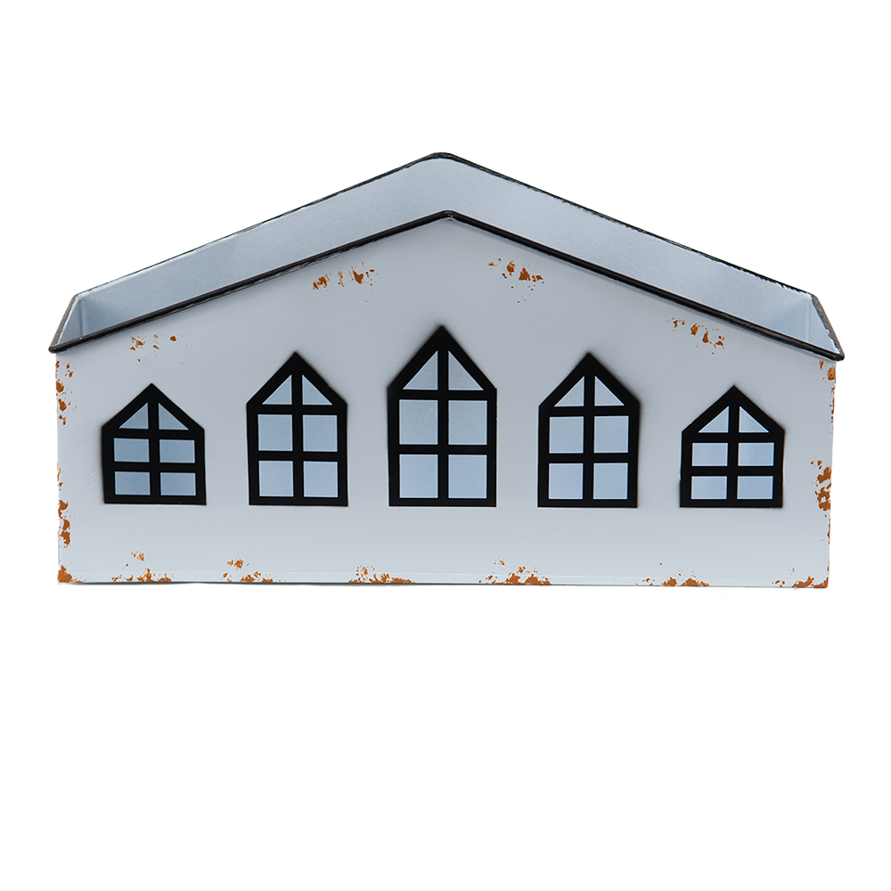 Clayre & Eef | Theelichthouder Huis Wit 36x12x18 cm | 6Y4653