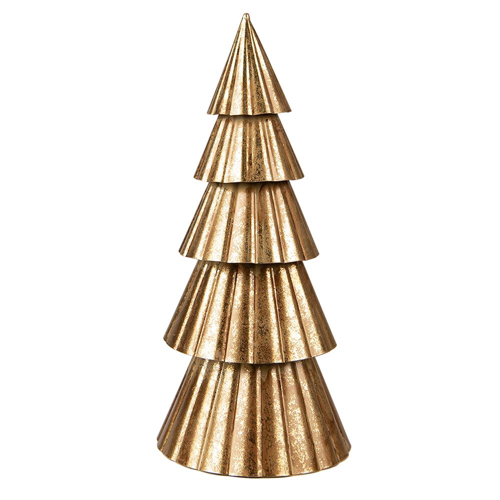 Clayre & Eef | Kerstdecoratie Kerstboom Goudkleurig ø 14x30 cm | 6Y5372
