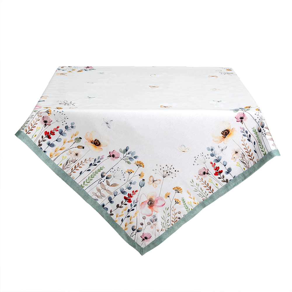 tafereel elleboog item Clayre & Eef | Vierkant Tafelkleed Wit, Roze, Groen 150x150 cm | FOB15 -  Home Sweet Home Online