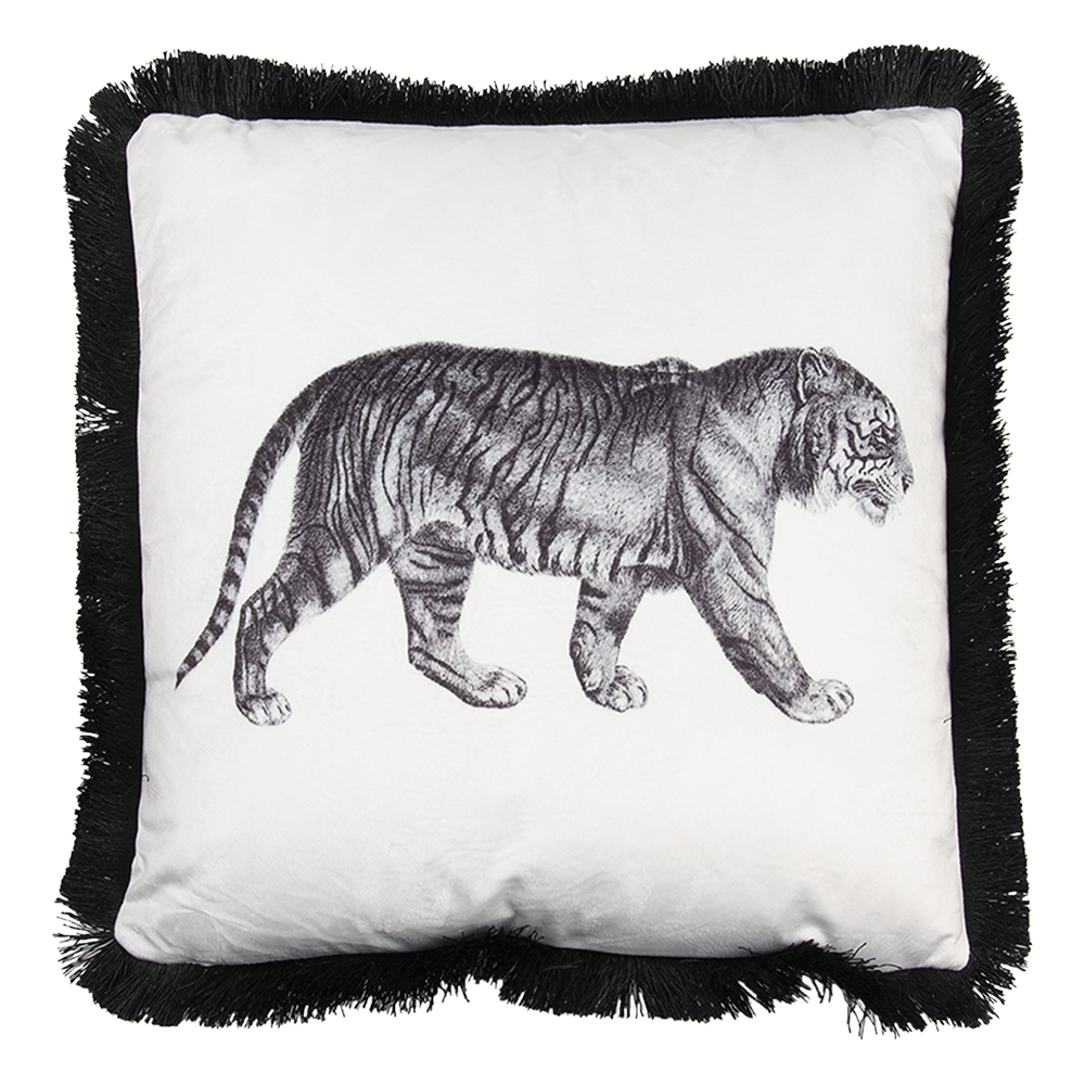 Clayre & Eef | Sierkussen Zwart, Wit 45x45x4 cm | KG023.096