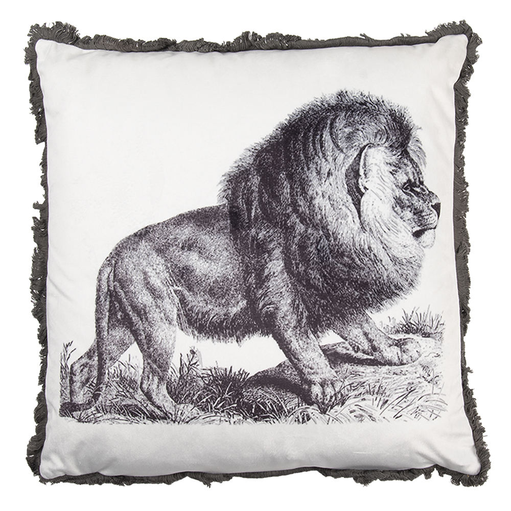Clayre & Eef | Sierkussen Wit, Grijs 45x45x4 cm | KG023.097