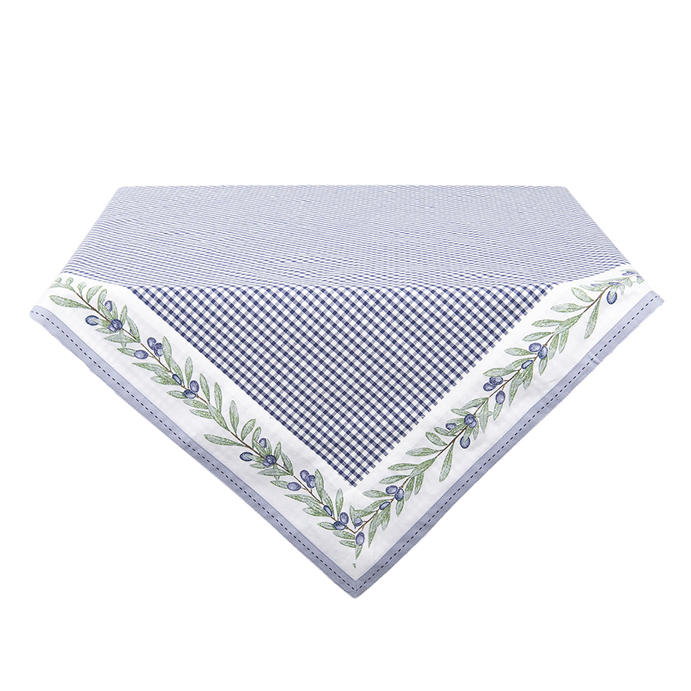 Clayre & Eef | Tafelkleed Wit, Groen, Blauw 130x180 cm | OLG03BL
