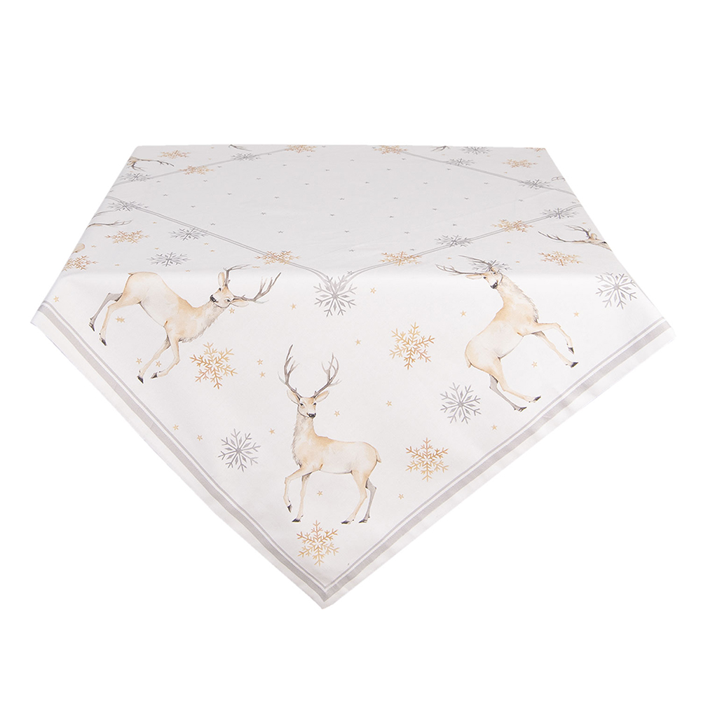 Clayre & Eef | Tafelkleed Wit, Beige 100x100 cm | PCH01