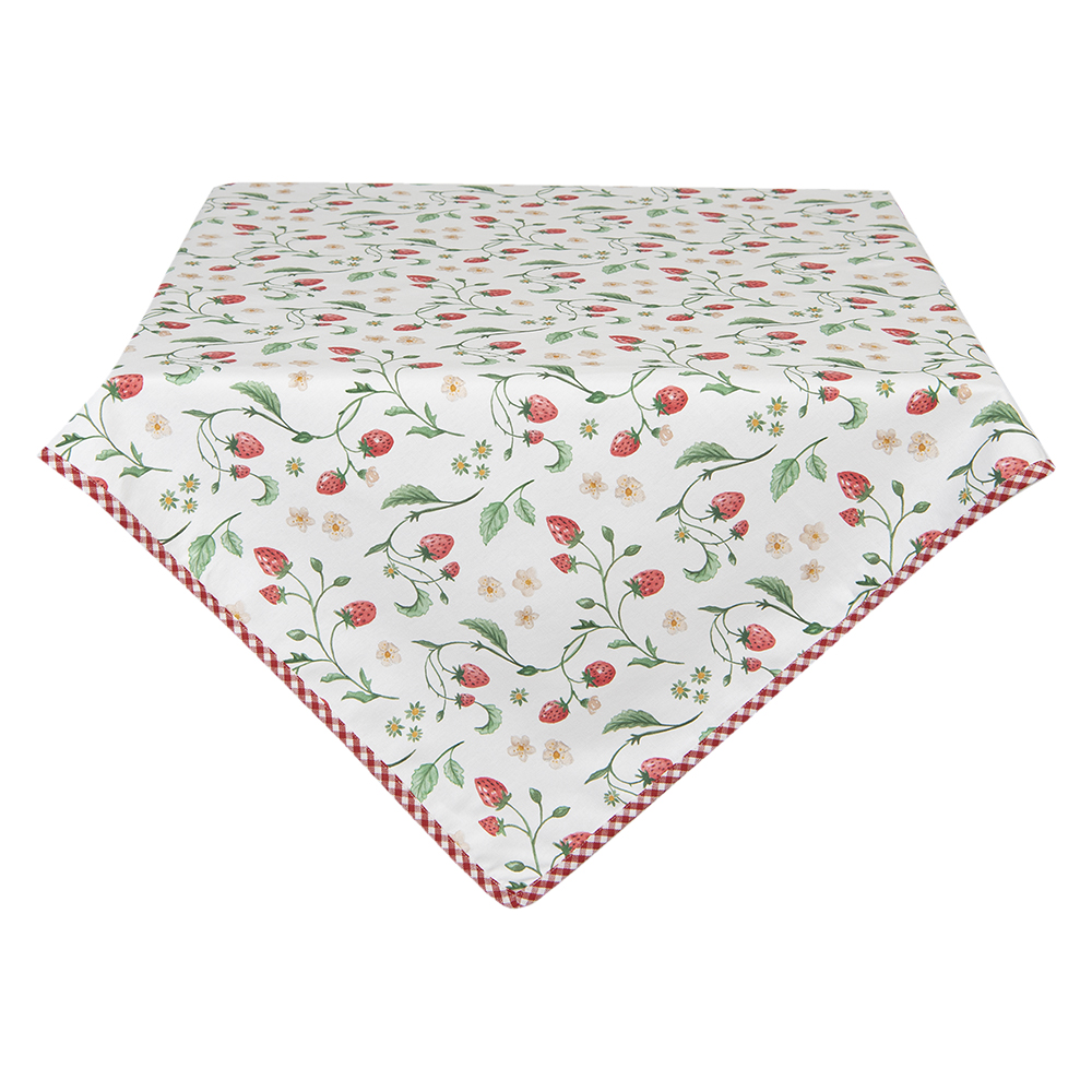 Clayre & Eef | Tafelkleed Wit, Rood, Groen 100x100 cm | WIS01