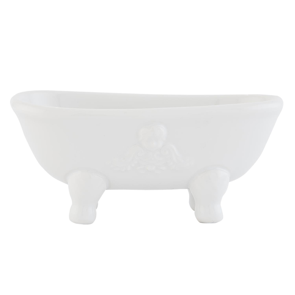 Clayre & Eef | Zeepbakje Badkuip Wit 14x7x6 cm | 63034