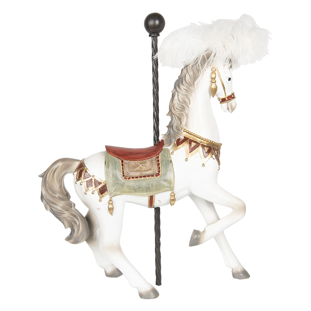 Clayre & Eef | Decoratie Beeld Paard Wit 43x17x54 cm | 6PR2441