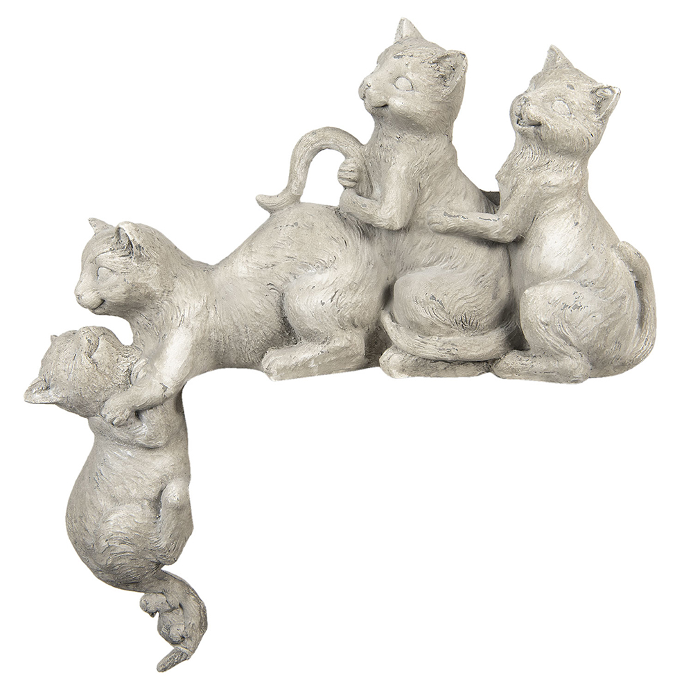 Clayre & Eef | Decoratie Beeld Katten Grijs 47x13x51 cm | 6PR2901