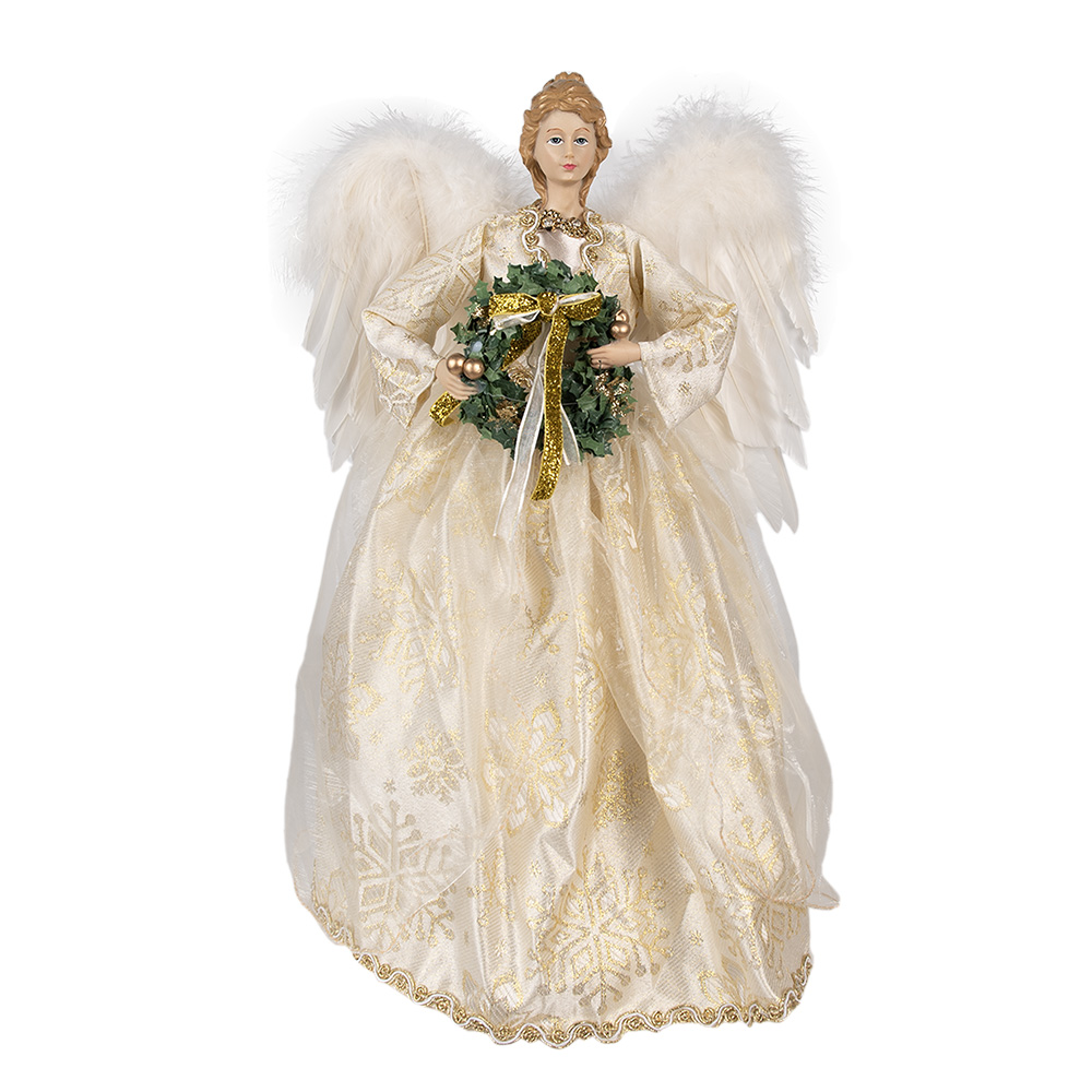 Clayre & Eef | Decoratie Beeld Engel Wit 28x16x46 cm | 65219