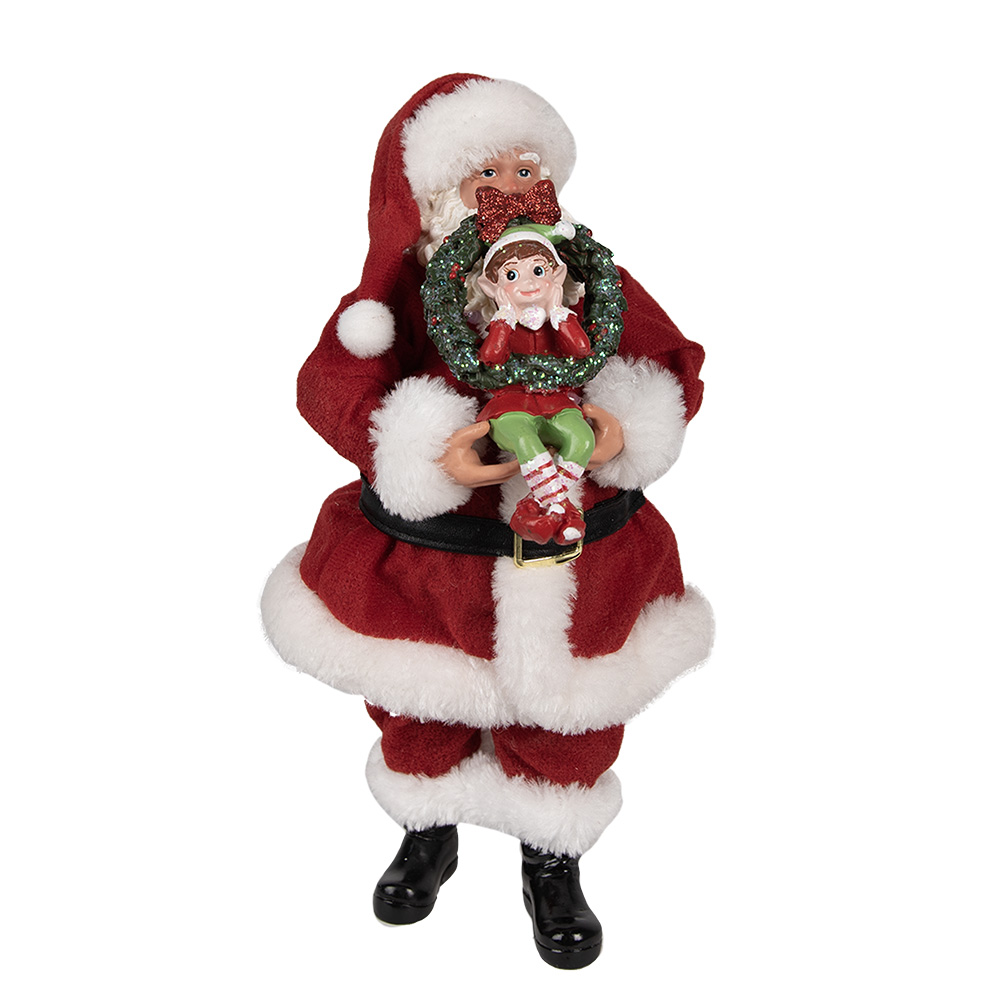 Clayre & Eef | Kerstdecoratie Kerstman Rood 16x8x28 cm | 65231