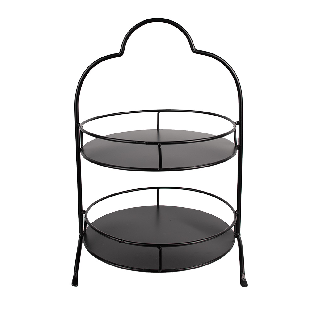 Clayre & Eef | Etagère 2 laags Zwart ø 30x45 cm | 6Y5243