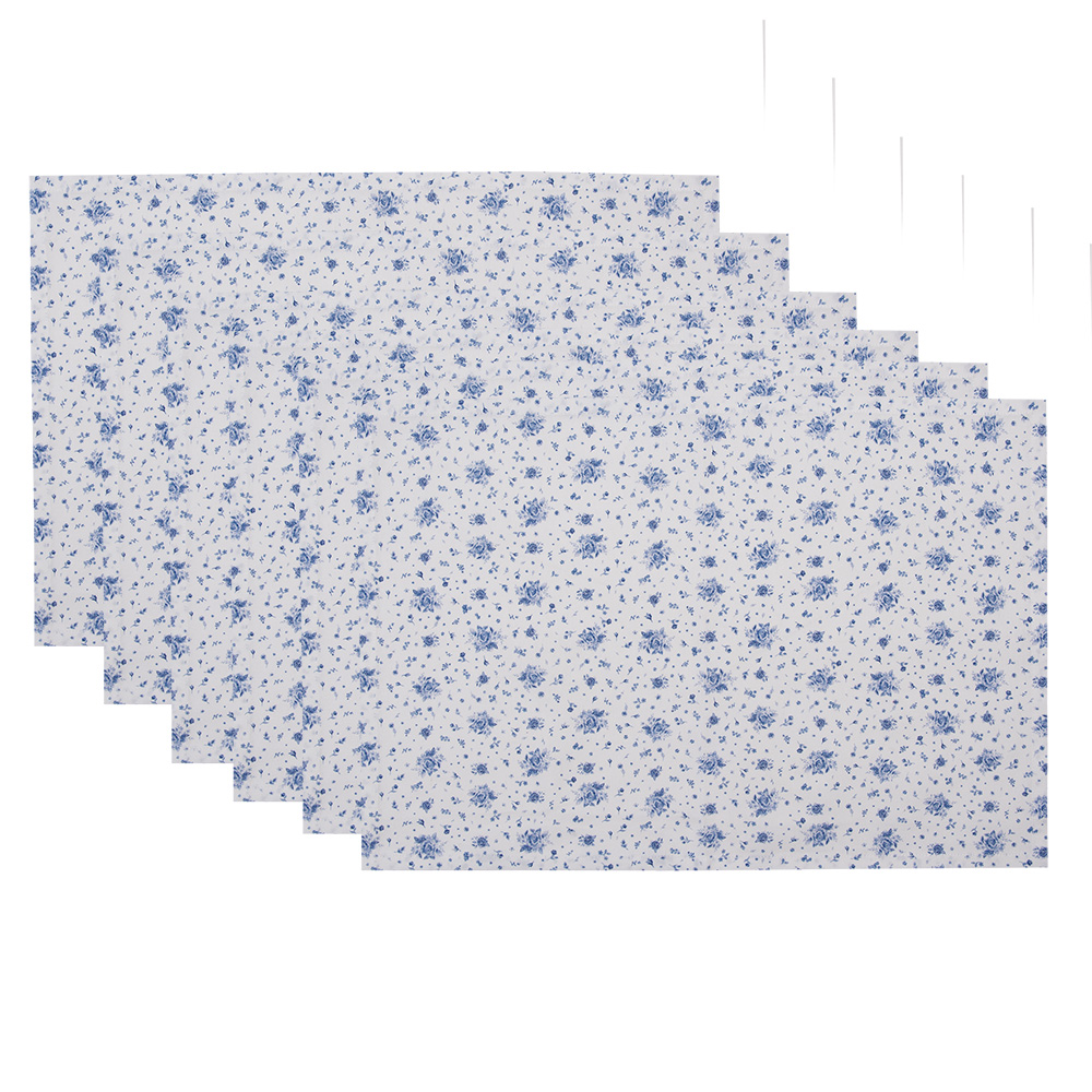 Clayre & Eef | Placemats Set van 6 Beige, Blauw 48x33 cm | BRB40