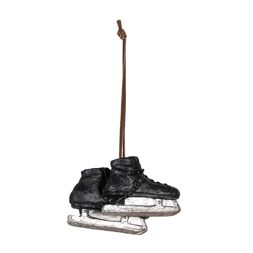 Clayre & Eef | Hanger schaatsen Zwart, Zilverkleurig 10x4x6 cm | 6PR3916