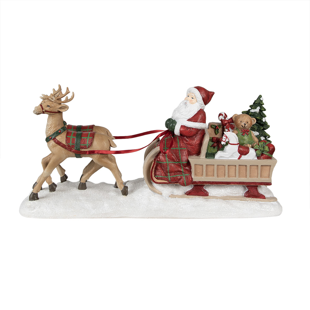 Clayre & Eef | Kerstdecoratie Beeld Kerstman Rood, Bruin 41x11x19 cm | 6PR3919