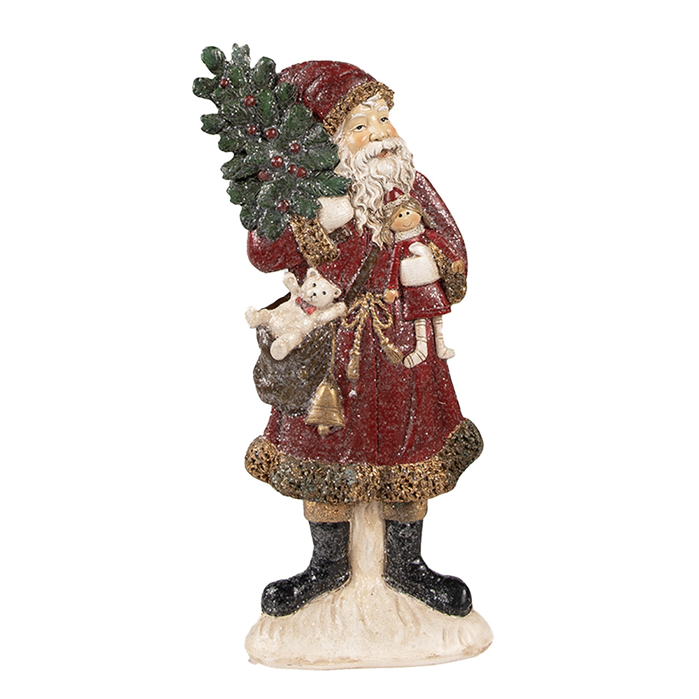Clayre & Eef | Kerstdecoratie Beeld Kerstman Rood 9x4x23 cm | 6PR4925