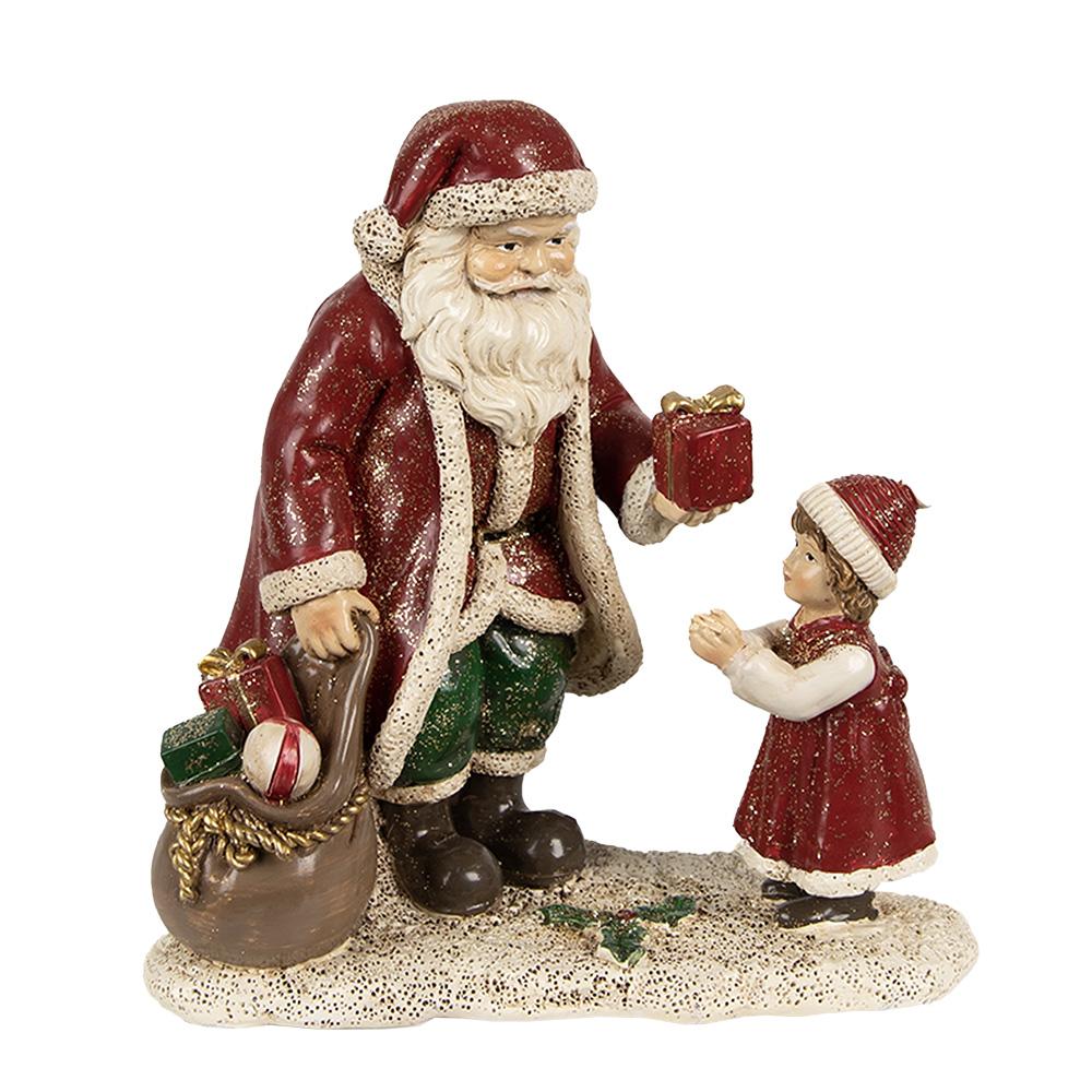 Clayre & Eef | Kerstdecoratie Beeld Kerstman Rood 14x9x14 cm | 6PR3927