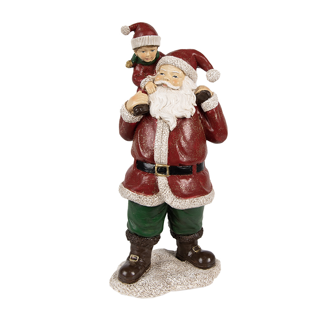 Clayre & Eef | Kerstdecoratie Beeld Kerstman Rood 11x8x23 cm | 6PR3936