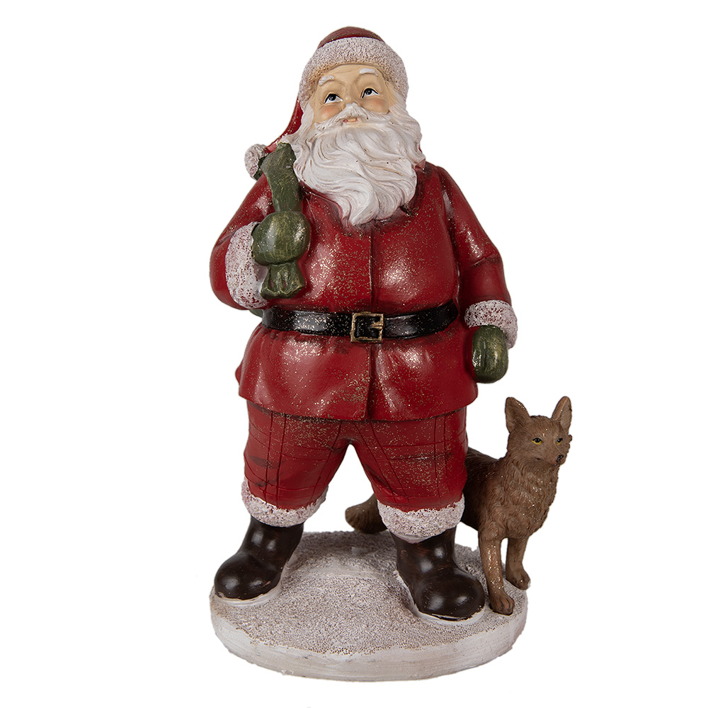 Clayre & Eef | Kerstdecoratie Beeld Kerstman Rood 16x14x26 cm | 6PR3946
