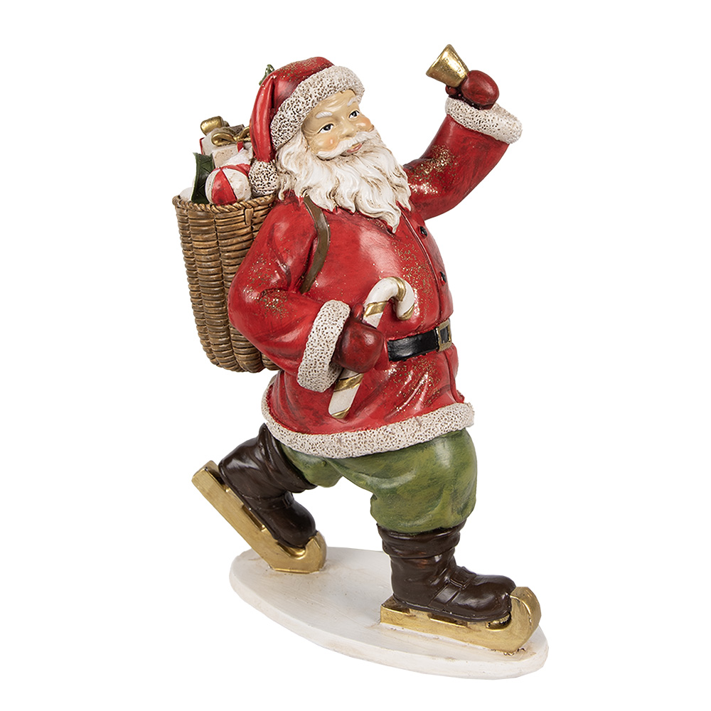 Clayre & Eef | Kerstdecoratie Beeld Kerstman Rood 14x11x20 cm | 6PR3947