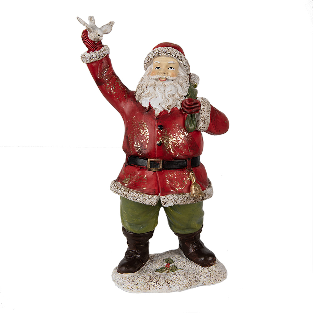 Clayre & Eef | Kerstdecoratie Beeld Kerstman Rood 13x10x23 cm | 6PR3948